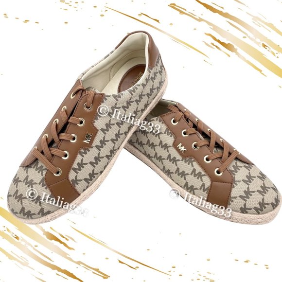 Michael Kors Monogram Signature Logo Brown Sneaker Tennis Shoes Size 9.5M NWOT - Picture 10 of 10